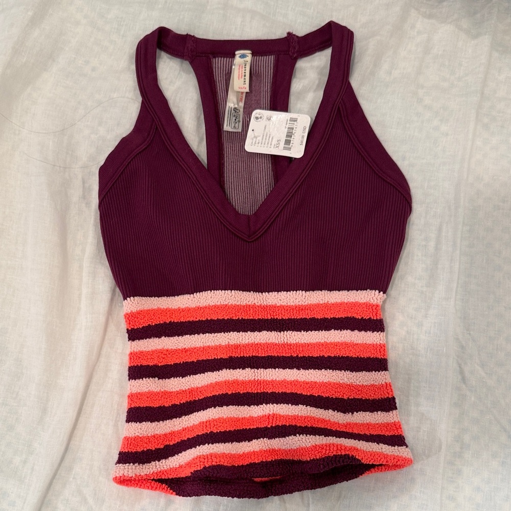 Free people Striped Purple and Pink Knit Tank Top